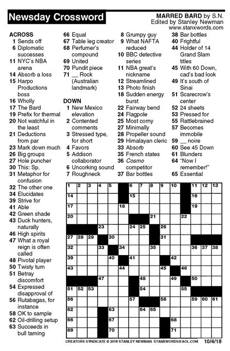 newsday crossword brains only